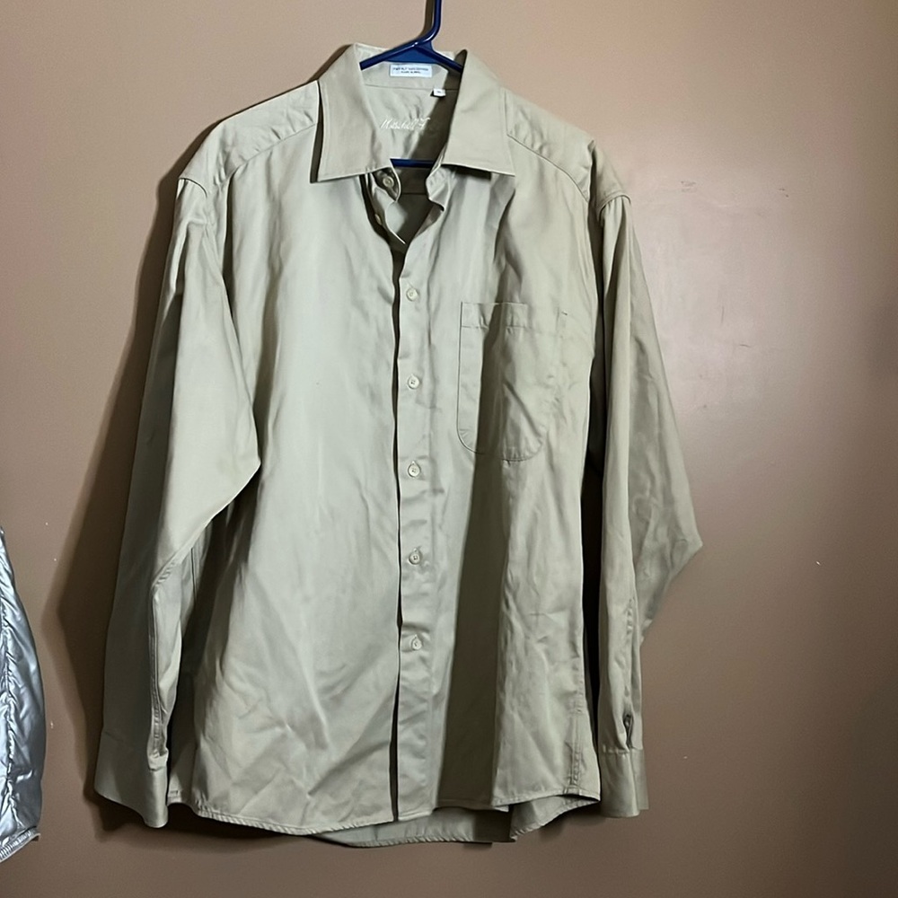 😄Two ply cotton long sleeve neutral shirt buttons. B7